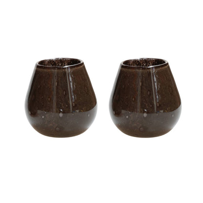 Waxinelichthouder - Tasman Elite XS dark brown Ø12,5 x H11,5 cm (set van 2 stuks)