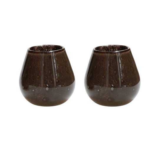 Waxinelichthouder - Tasman Elite XS dark brown Ø12,5 x H11,5 cm (set van 2 stuks)